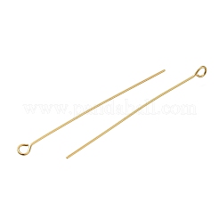 真鍮製アイピン  鉛フリー＆カドミウムフリー  24KGP本金メッキ  45x3x0.7mm  穴：1.8mm&nbsp;KK-H502-02H-G
