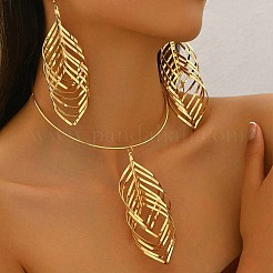 Комплекты из чокеров и висячих серег из сплава листьев&nbsp;FS-WGB49A6-01