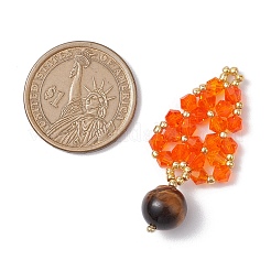 Pendentifs tissés en œil de tigre naturel et perles de verre&nbsp;PALLOY-MZ00364-05