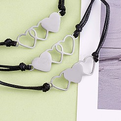 3шт. набор из 3 браслетов в форме сердца из нержавеющей стали 430 JB715A