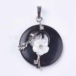 Подвески из натурального окрашенного и нагретого черного агата&nbsp;G-F546-A16