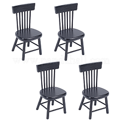 ミニウッドチェア  ドールハウス家具アクセサリー  ミニチュアダイニングルーム用  ブラック  40x41x84mm&nbsp;AJEW-WH0041-76C