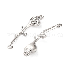 ラックメッキ合金ペンダント  ラインストーン付き  花のチャーム  プラチナ  32x5x3.5mm  穴：1.2mm&nbsp;FIND-M038-05P