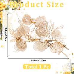 Сплав с пластиковыми заколками для волос в виде цветка аллигатора с жемчугом&nbsp;OHAR-WH20010-05G