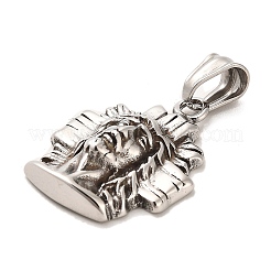 チベット風 304 ステンレススチールペンダント  女性  アンティークシルバー  30x23x6.5mm  穴：8.5x4.5mm&nbsp;STAS-M334-25AS