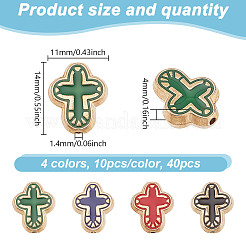 40 шт. 4-х цветные эмалевые бусины из золотистого сплава&nbsp;FIND-GO0003-30