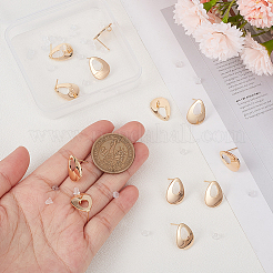 12 шт. латунная ажурная каплевидная фурнитура для сережек-гвоздиков&nbsp;KK-BC0010-94