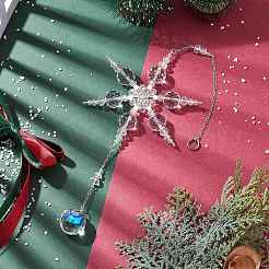 Стеклянные подвески в виде снежинок HJEW-TA00237