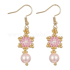 Серьги с подвесками в форме звезд и круглых стеклянных семян EJEW-MZ00106