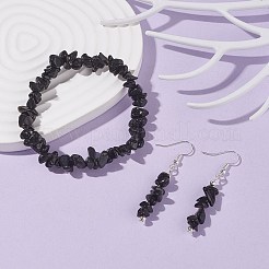 Set di gioielli con perline di ossidiana naturale&nbsp;X-SJEW-JS01232-01