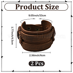 2 bracelet en cordon large en cuir de vachette&nbsp;BJEW-CL0001-63A