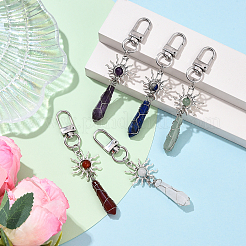 5шт. брелки из сплава натуральных драгоценных камней&nbsp;KEYC-YW00216