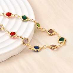 Браслеты из нержавеющей стали 304 со стеклянными звеньями для женщин BJEW-V010-01G