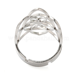 Anelli regolabili in acciaio inossidabile 304 con fiore cavo anti-ossidazione per le donne&nbsp;LS-RJEW-N048-06P