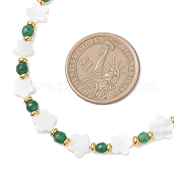 Комплекты браслетов и ожерелий из натуральных пресноводных ракушек и круглого окрашенного натурального белого нефрита&nbsp;SJEW-JS01370