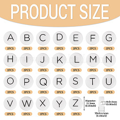 52 шт. 26 стиля плоские круглые с черными буквами a~z силиконовые бусины&nbsp;SIL-TA0002-98