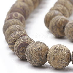 Chapelets de perles en jaspe de peau d'éléphant naturelle/pierre de miriam/pierre de calligraphie&nbsp;G-T106-124