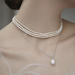 Ожерелья из чешского стерлингового серебра и пресноводного жемчуга VY4924-2