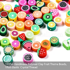 100шт ручной работы из полимерной глины фруктовые тематические бусины&nbsp;DIY-YW0002-40