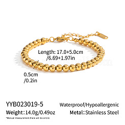 Bracelets à perles rondes en acier inoxydable 304 de 5 mm pour femmes&nbsp;TJ0517-3