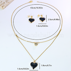 Edelstahl-Ohrstecker und zweireihige Halsketten-Sets mit mikropavégefassten Zirkonia-Steinen für Damen&nbsp;RT8932
