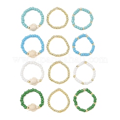 3 anello da dito con turchese sintetico&nbsp;RJEW-JR01092