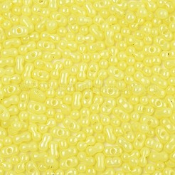 焼付塗装ガラスシードビーズ  ピーナッツ  シャンパンイエロー  6x3.5x3mm  穴：1mm  約4500個/ポンド&nbsp;SEED-L011-09A-20