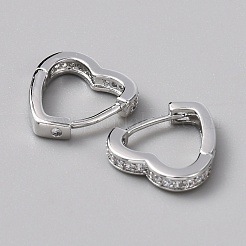 真鍮製フープピアス  ハート  プラチナ  14.5x14x3mm&nbsp;EJEW-WH0023-13P