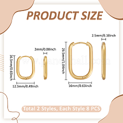 8 пара овальных серег-колец из нержавеющей стали 304 в 2 стилях&nbsp;EJEW-UN0003-10