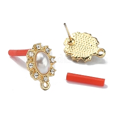 Серьги-гвоздики из сплава с кристаллами и стразами&nbsp;EJEW-WH0009-06LG