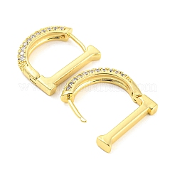 頭文字dクリアキュービックジルコンフープピアス  女性のための真鍮のイヤリング  18KGP本金メッキ  21x19x4mm&nbsp;EJEW-A026-04G