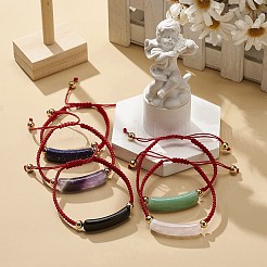 天然石の長方形編みビーズブレスレット  女性のための調節可能なブレスレット  内径：2-1/8~3-3/8インチ（5.3~8.5cm）&nbsp;BJEW-JB08980