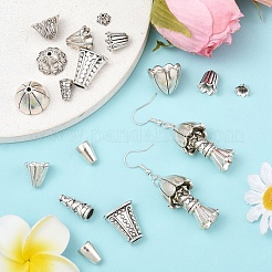 50 шт. 10-х стилевые тибетские сплавные многолепестковые колпачки для бусин&nbsp;TIBE-YW0001-77