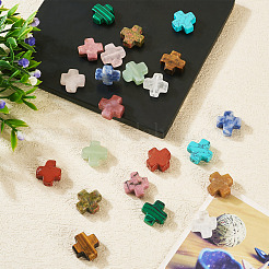 22шт 11 стиля натуральных и синтетических бусин из смешанных драгоценных камней G-TA0002-52