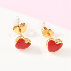 Комплекты из ожерелий и серег-гвоздиков из нержавеющей стали 304 в форме сердца для женщин&nbsp;SJEW-K003-03G