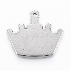 変色しにくい304ステンレススチールペンダント  クラウン  ステンレス鋼色  22x26x3mm  穴：2mm&nbsp;STAS-G154-27P