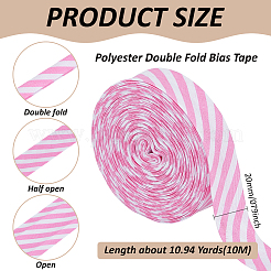 ストライプ柄のポリエステルリボン  衣類用アクセサリー  パールピンク  3/4インチ（20mm）  約10.94ヤード（10m）/ロール&nbsp;OCOR-WH0100-85A-01
