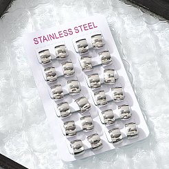 304ステンレススチール研磨効果フープピアス  ステンレス鋼色  13.5x9mm&nbsp;EJEW-M001-29B-P