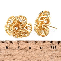 Серьги-гвоздики из латуни с микро-паве и прозрачным фианитом EJEW-D346-01G