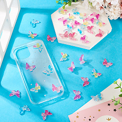 32 шт. 4-х цветные прозрачные кабошоны из смолы в виде бабочек&nbsp;RESI-TA0004-44