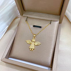 Angel 202 нержавеющая сталь микро паве прозрачные кубические цирконии подвески ожерелья для женщин FS-WG8FAC4-01