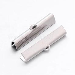 真鍮製カシメリボン止めエンドパーツ  ニッケルフリー  プラチナ  約30 mm幅  長さ5mm  穴：2mm&nbsp;EC727-NF