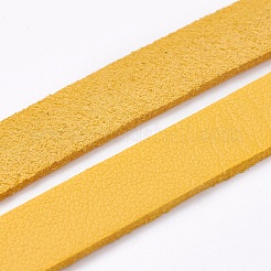 片面フラットフェイクスエードコード  フェイクレース  ゴールデンロッド  10x1.5mm  約1.09ヤード（1m）/連&nbsp;LW-WH0002-A02