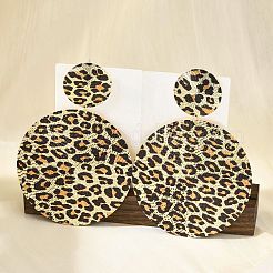 Серьги-гвоздики из сплава с леопардовым принтом&nbsp;LS-EJEW-K304-01C-G