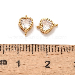 Подвески-сердечки с подвесками-соединителями из латуни с прозрачными кубическими цирконами&nbsp;KK-H515-01C-G