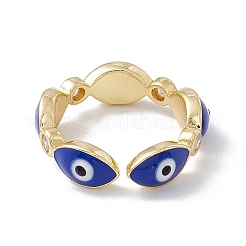 Кольцо-манжета с эмалью от сглаза и прозрачным кубическим цирконием RJEW-I086-02G-02