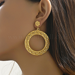 Серьги-гвоздики из сплава с круглыми полыми кольцами JZ6485