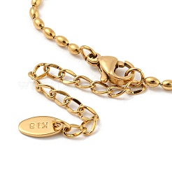 201 браслет-цепочка из нержавеющей стали с бусинами для регби BJEW-G696-01A-G