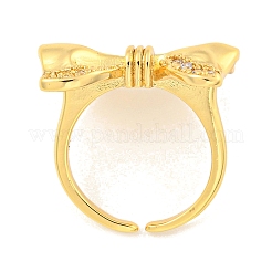 Латунное кольцо-манжета с прозрачным кубическим цирконием и бантом для женщин&nbsp;LS-RJEW-M173-04A-G