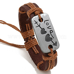 Bracciali retrò in pelle di mucca intrecciata con maglie in lega per coppia&nbsp;WGA0580-03
